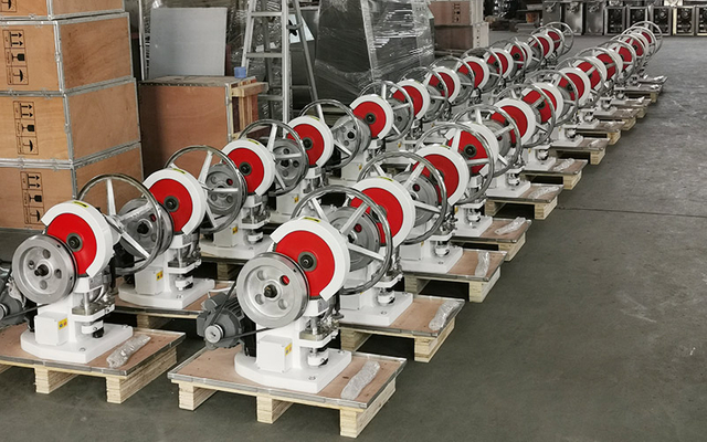 Single punch tablet press ready for shipment